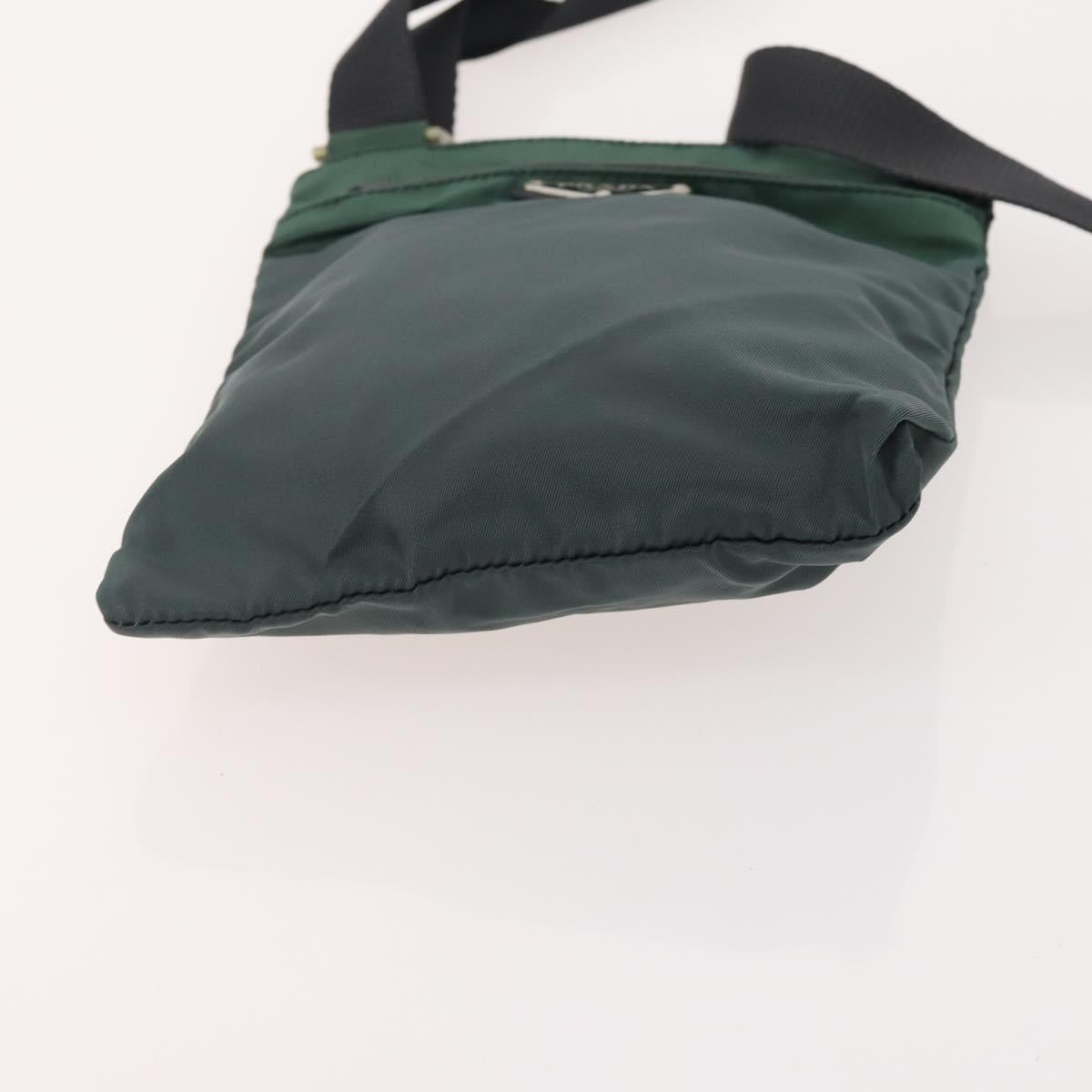 PRADA Shoulder Bag Nylon Velour 4 Set Black Green Auth 174976