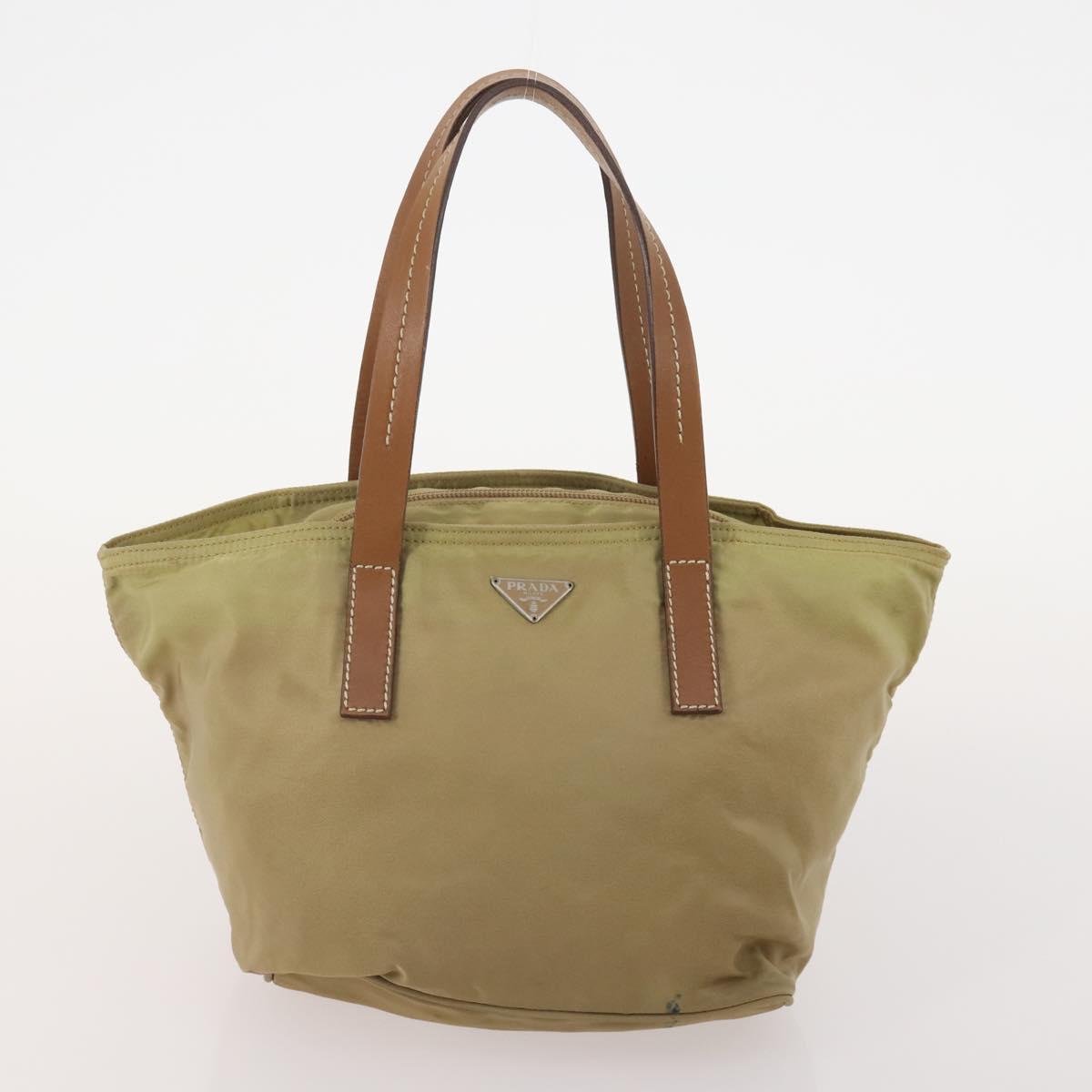 PRADA Hand Bag Nylon 5 Set Beige Green Auth 174981