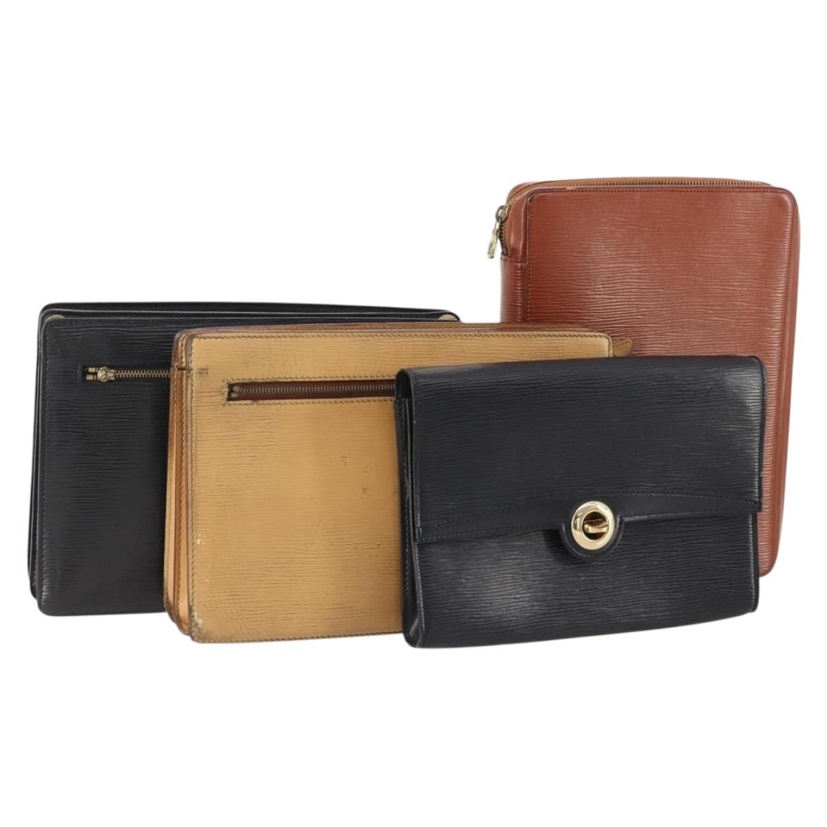 LOUIS VUITTON Epi Clutch Bag 4 Set Black Brown beige LV Auth 175017