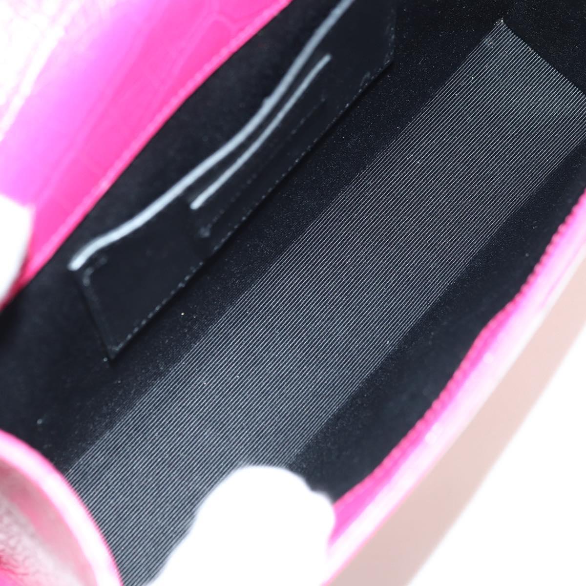 SAINT LAURENT Chain Shoulder Bag Leather Pink Silver Auth 175043SAM