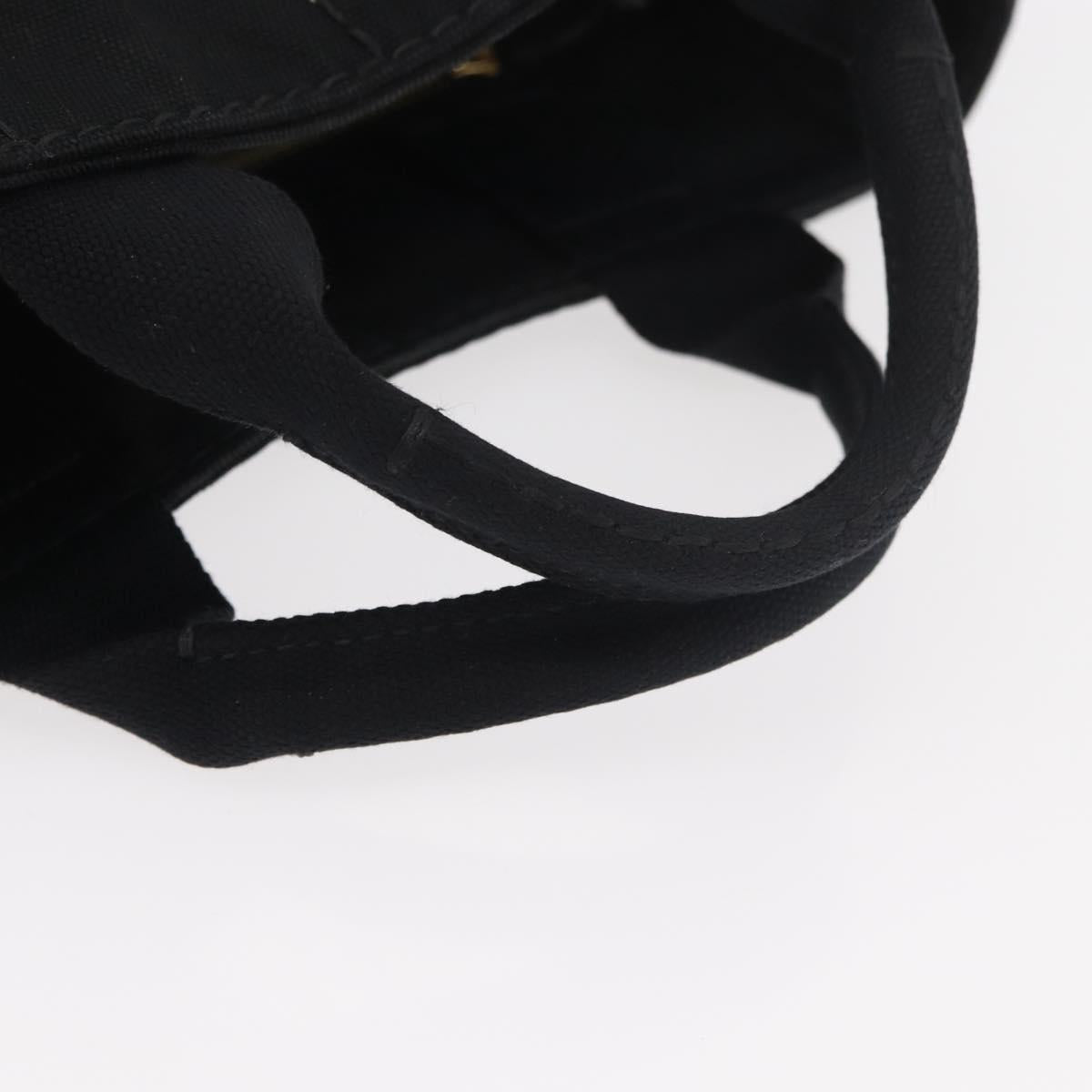 PRADA Canapa PM Hand Bag Canvas Black Gold Auth 175050SAM