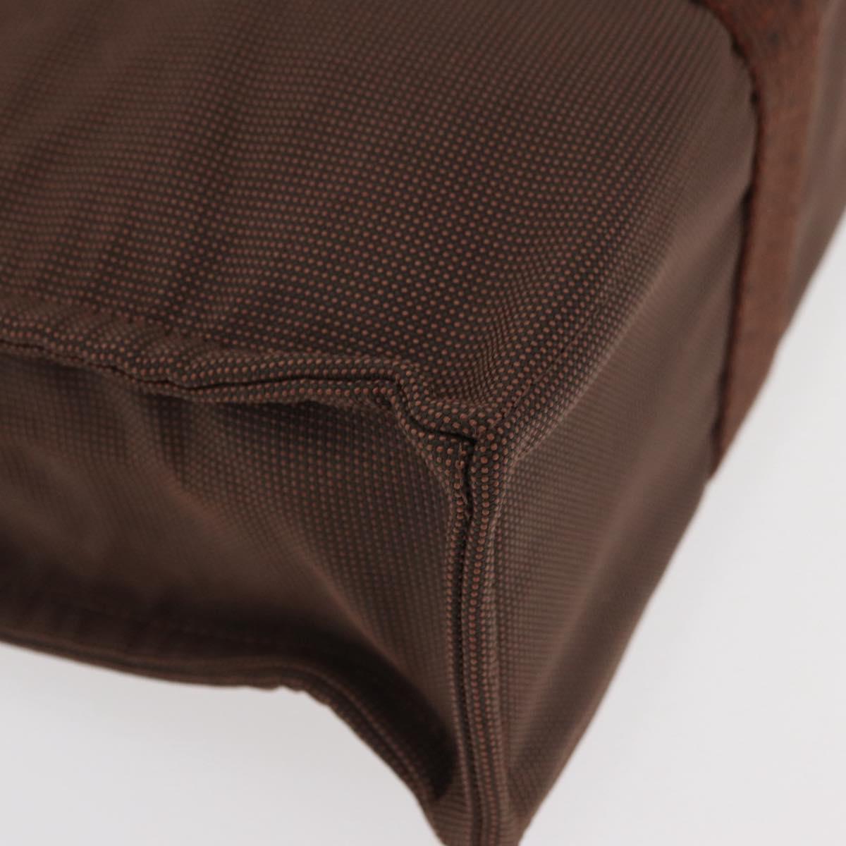 HERMES Her Line MM Hand Bag Canvas Brown Silver Auth 175053A