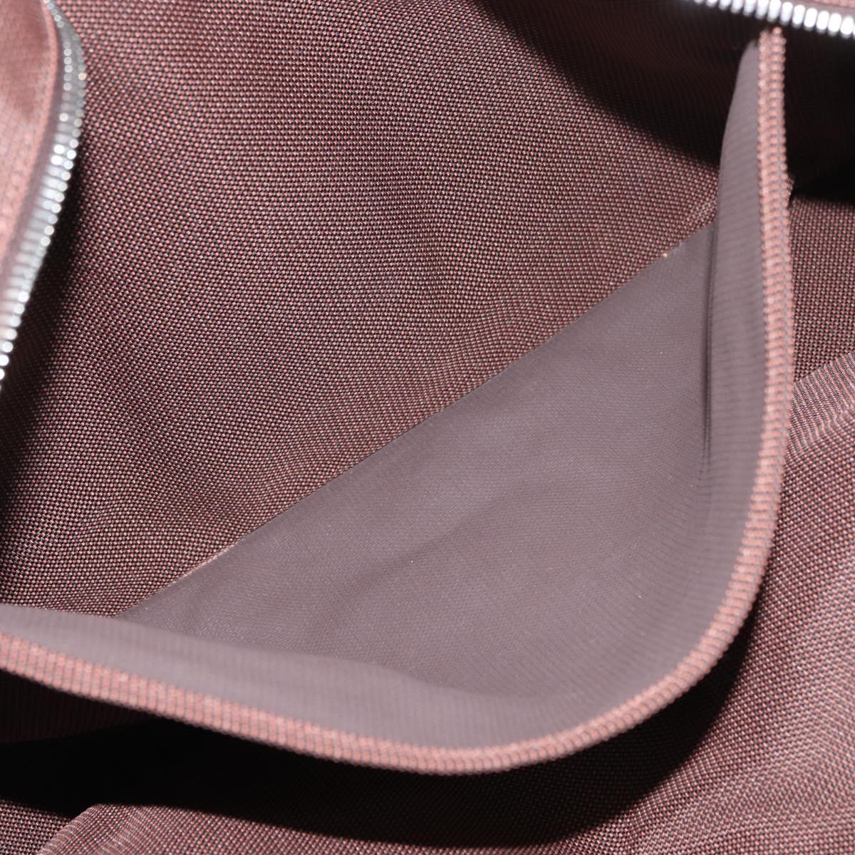 HERMES Her Line MM Hand Bag Canvas Brown Silver Auth 175053A