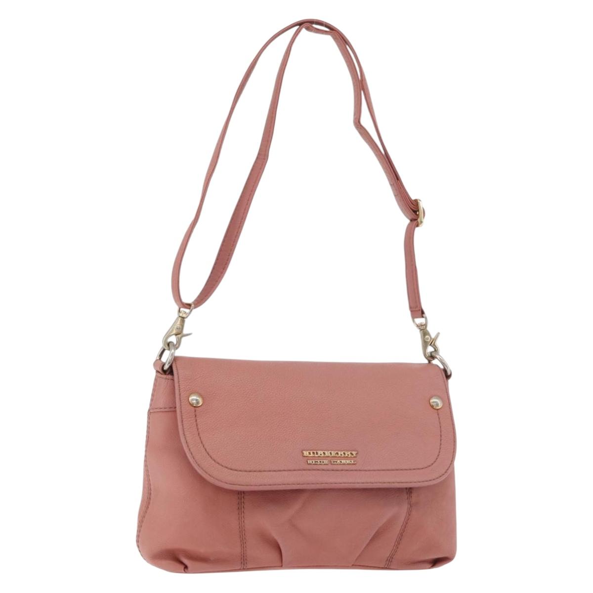 BURBERRY Blue Label Shoulder Bag Leather Pink Gold Auth 175055A