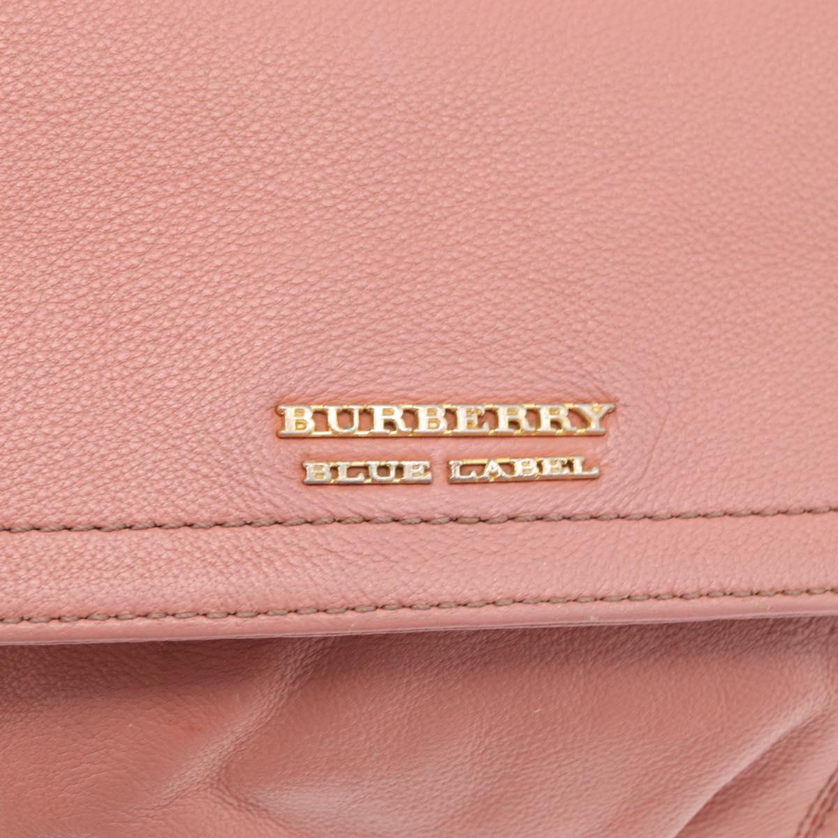 BURBERRY Blue Label Shoulder Bag Leather Pink Gold Auth 175055A