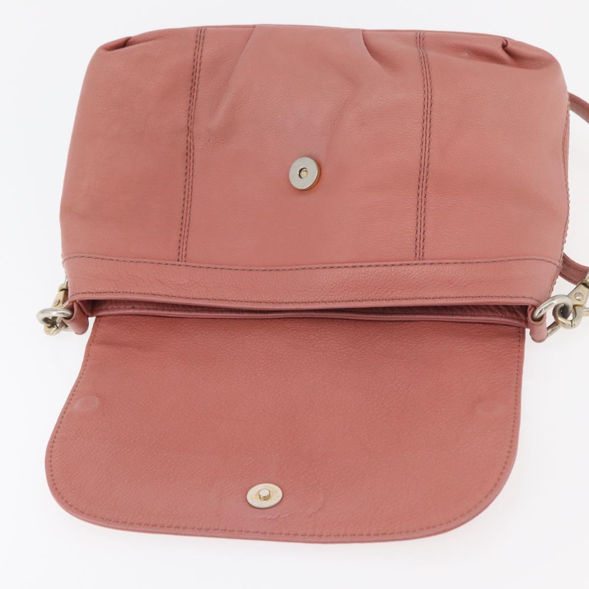 BURBERRY Blue Label Shoulder Bag Leather Pink Gold Auth 175055A