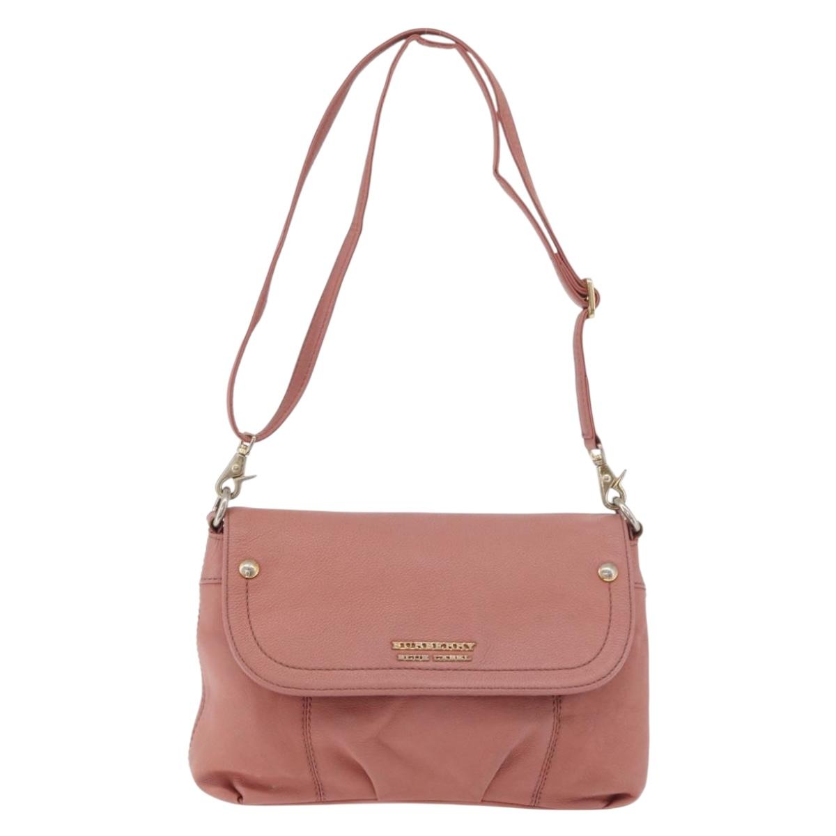 BURBERRY Blue Label Shoulder Bag Leather Pink Gold Auth 175055A