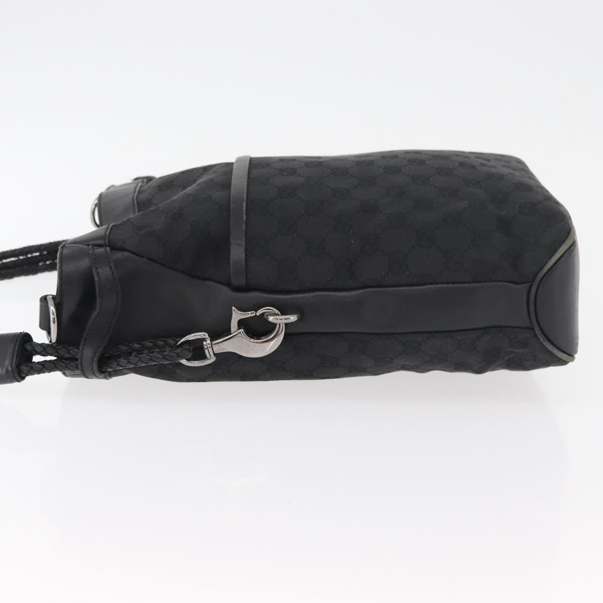 GUCCI GG Canvas Shoulder Bag Black Silver 109097 Auth 175057