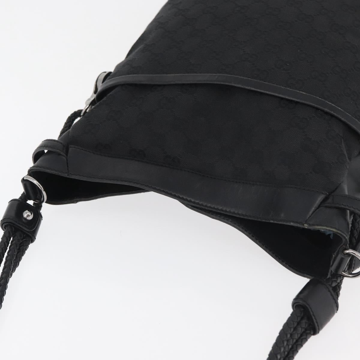 GUCCI GG Canvas Shoulder Bag Black Silver 109097 Auth 175057