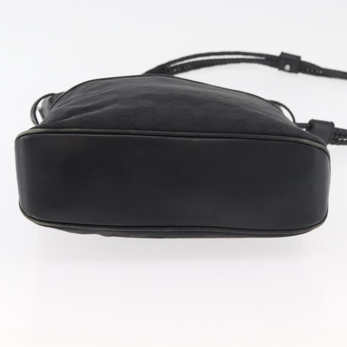 GUCCI GG Canvas Shoulder Bag Black Silver 109097 Auth 175057