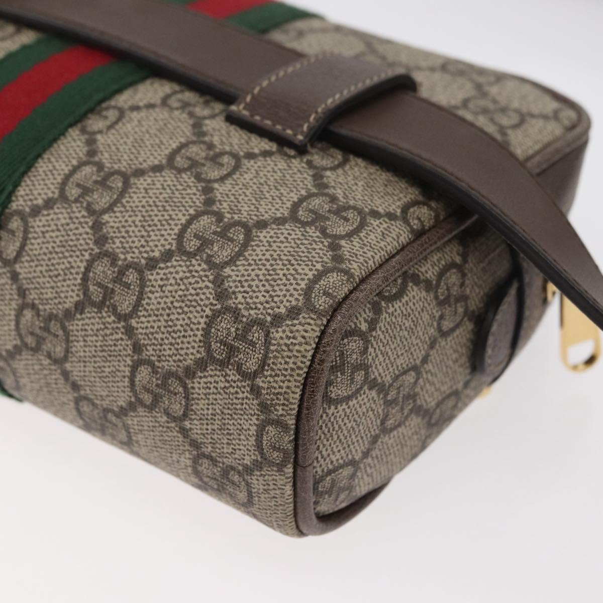 GUCCI GG Supreme Web Sherry Line Waist bag PVC Beige Gold 517076 Auth 175059SAM