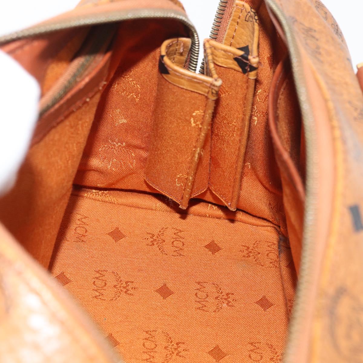 MCM Vicetos Logogram Hand Bag PVC Leather Brown Gold Auth 175062