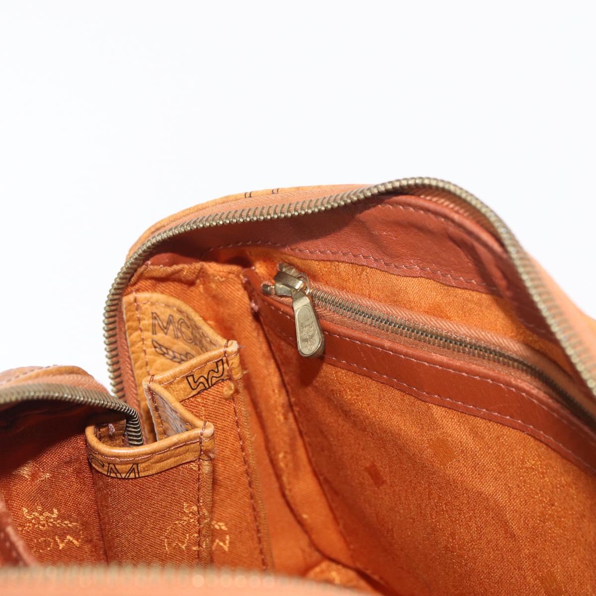MCM Vicetos Logogram Hand Bag PVC Leather Brown Gold Auth 175062