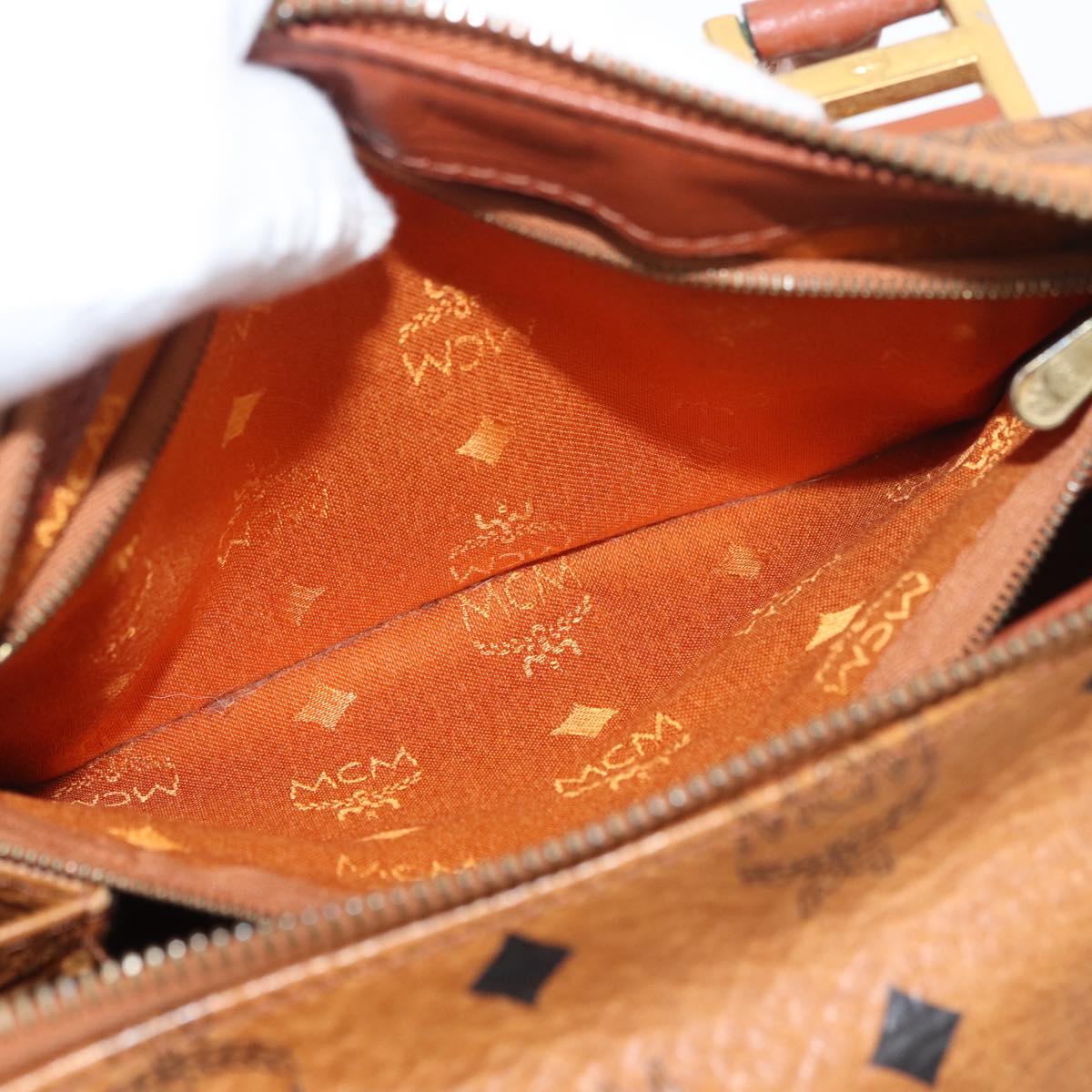 MCM Vicetos Logogram Hand Bag PVC Leather Brown Gold Auth 175062