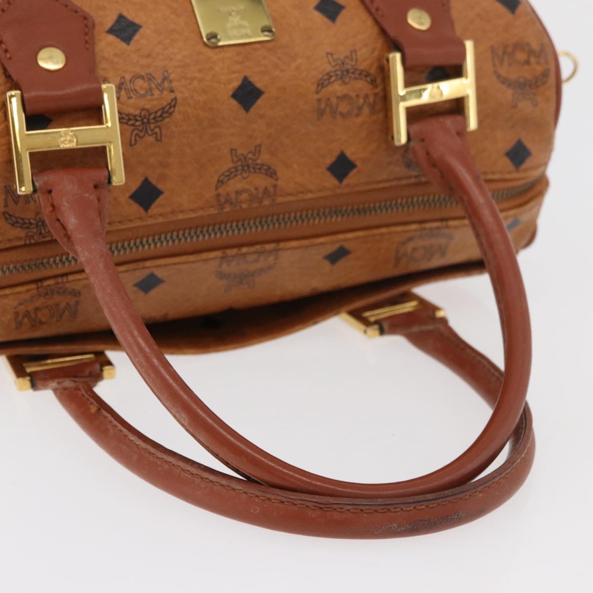 MCM Vicetos Logogram Hand Bag PVC Leather Brown Gold Auth 175062