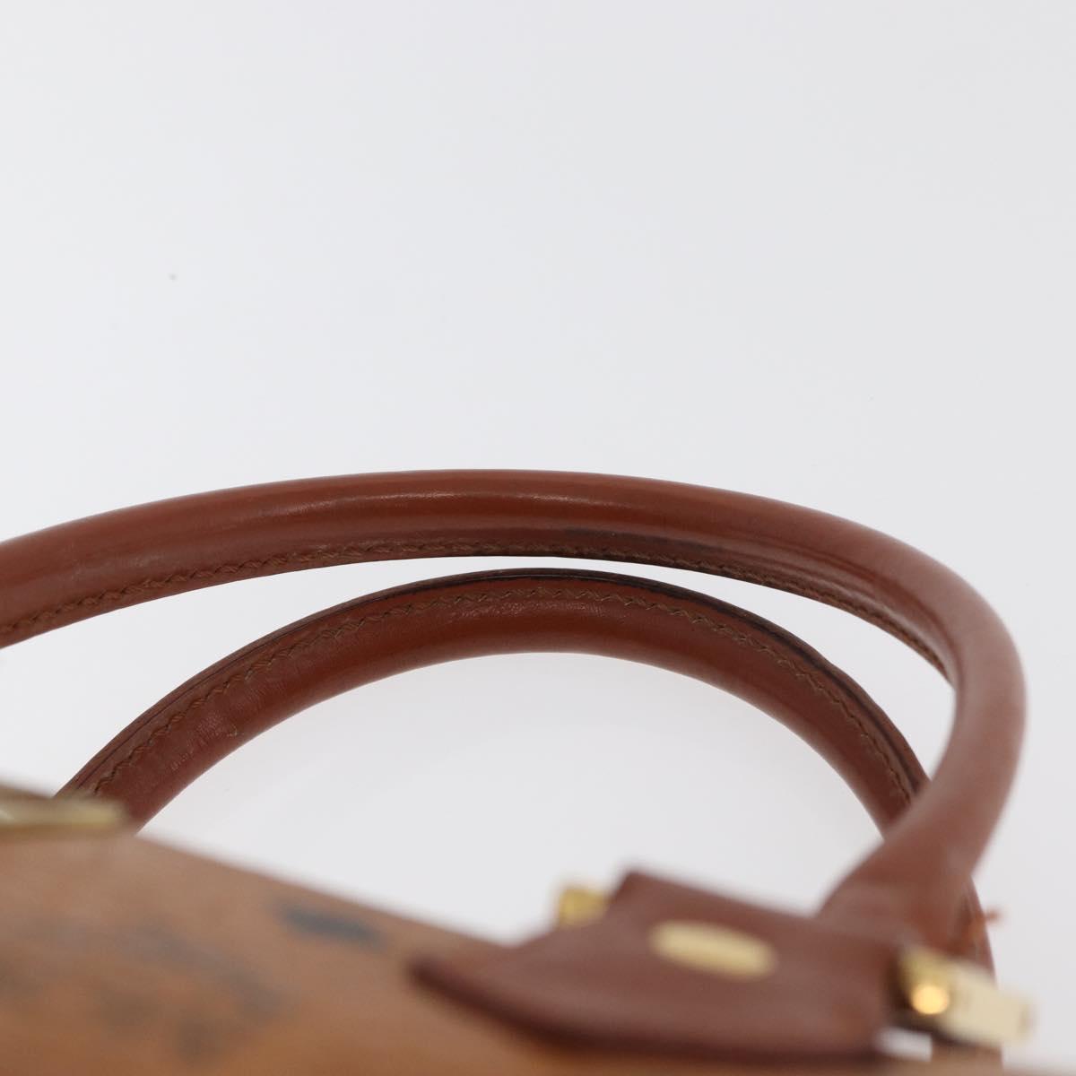 MCM Vicetos Logogram Hand Bag PVC Leather Brown Gold Auth 175062