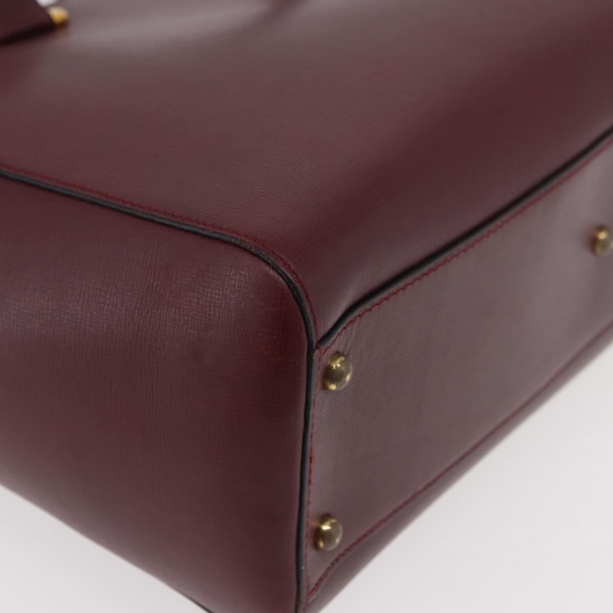 CARTIER Must Line Tote Bag Leather Bordeaux Gold Auth 175064A