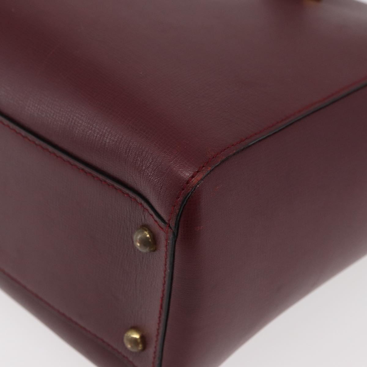 CARTIER Must Line Tote Bag Leather Bordeaux Gold Auth 175064A
