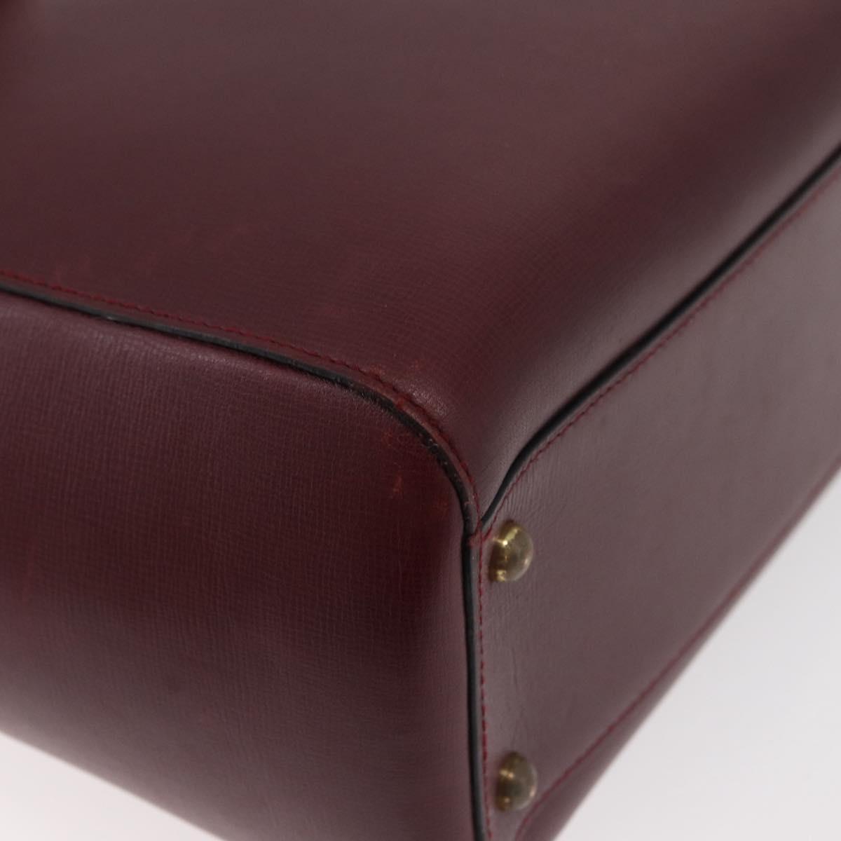CARTIER Must Line Tote Bag Leather Bordeaux Gold Auth 175064A