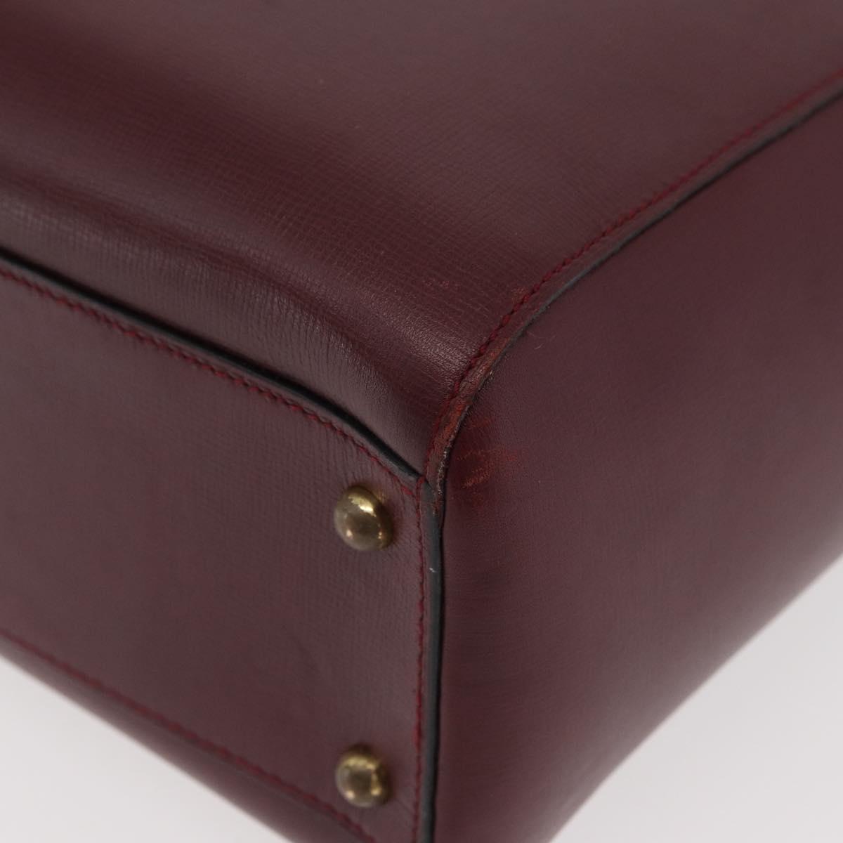 CARTIER Must Line Tote Bag Leather Bordeaux Gold Auth 175064A