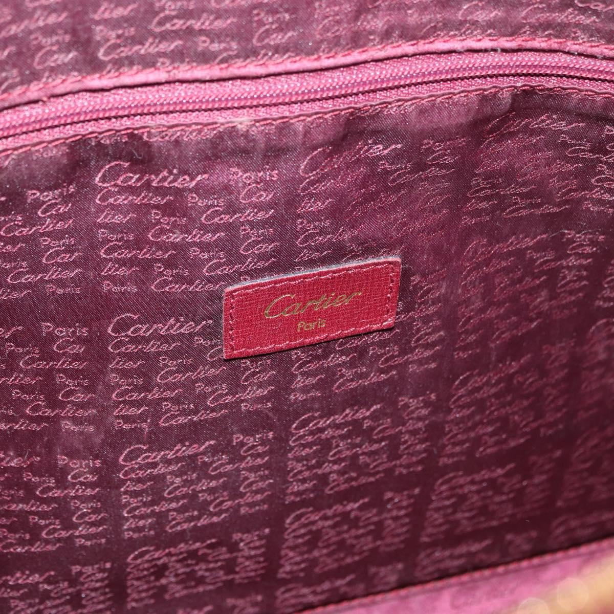 CARTIER Must Line Tote Bag Leather Bordeaux Gold Auth 175064A