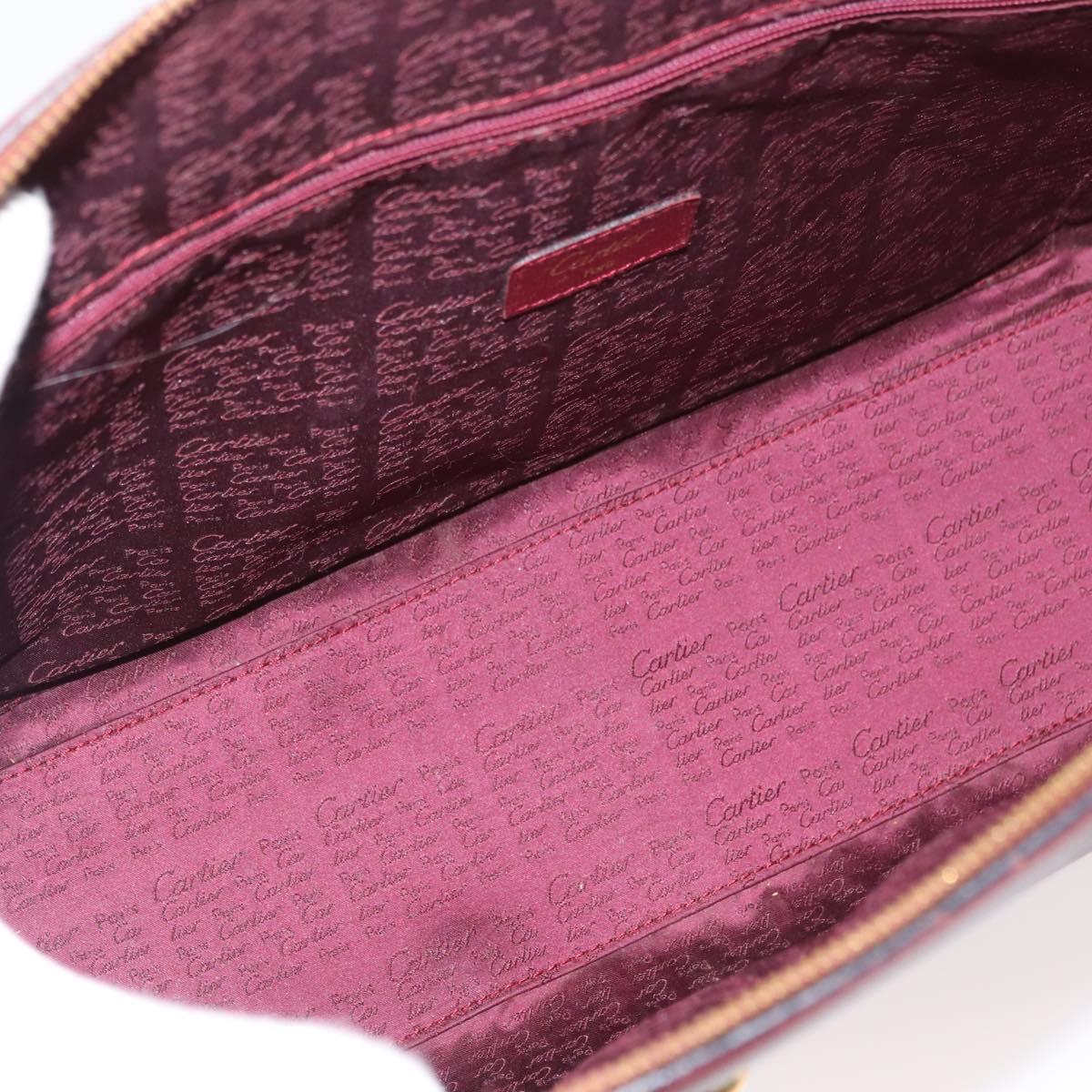 CARTIER Must Line Tote Bag Leather Bordeaux Gold Auth 175064A