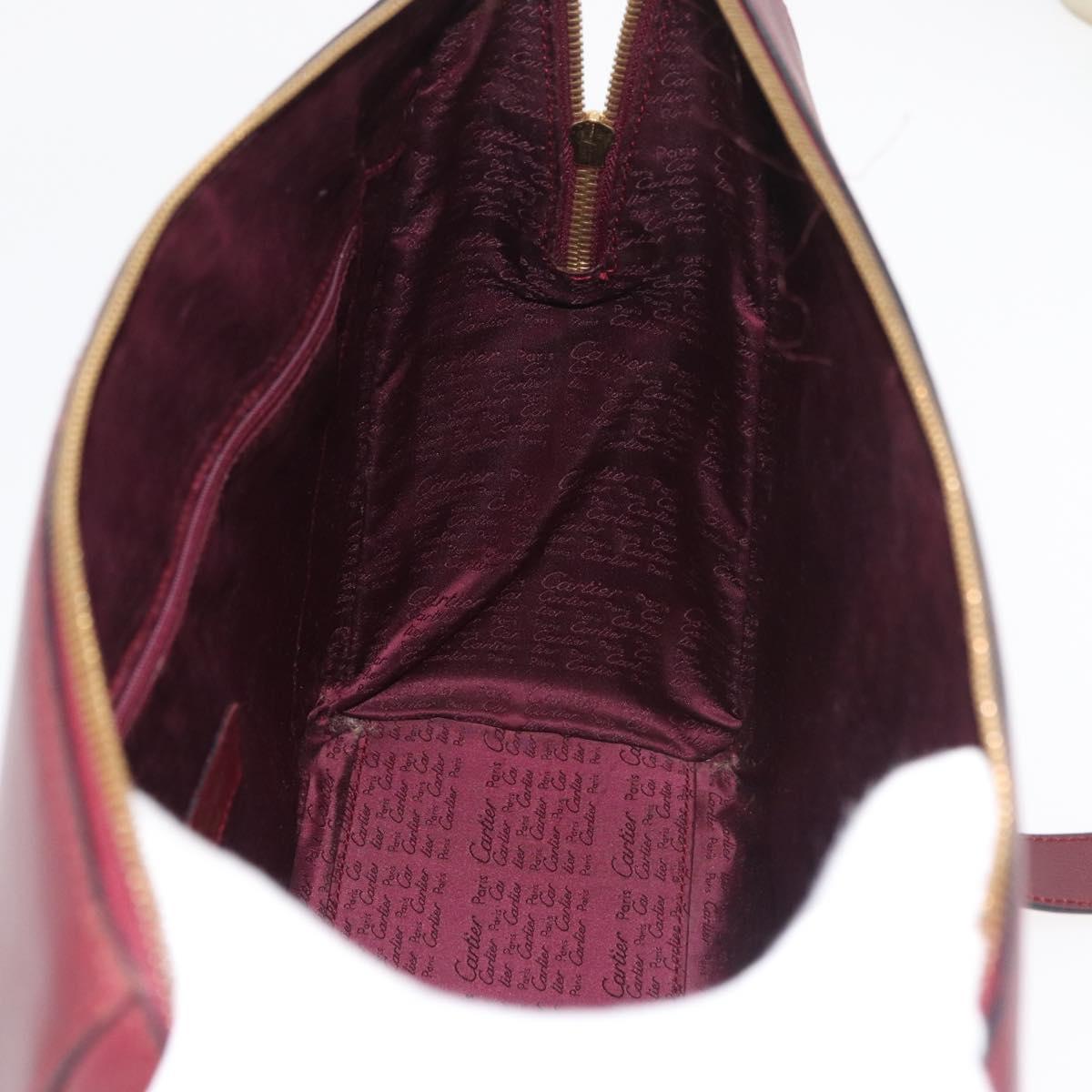 CARTIER Must Line Tote Bag Leather Bordeaux Gold Auth 175064A