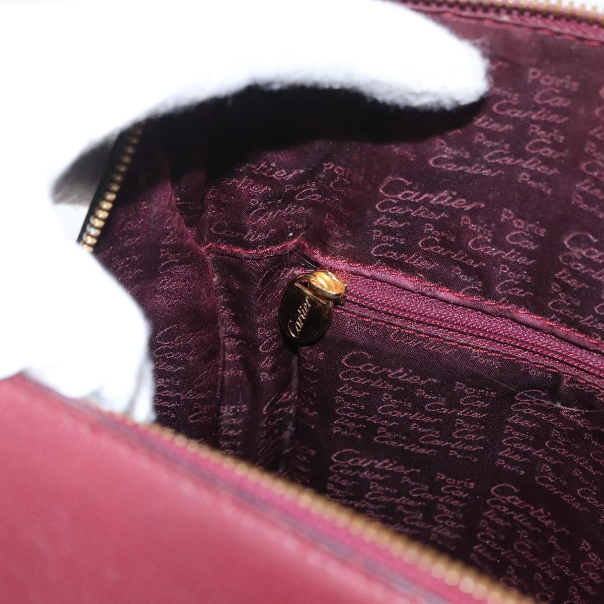 CARTIER Must Line Tote Bag Leather Bordeaux Gold Auth 175064A