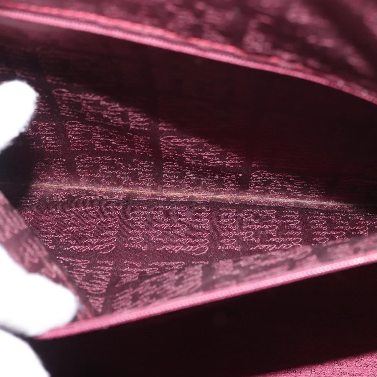 CARTIER Must Line Tote Bag Leather Bordeaux Gold Auth 175064A