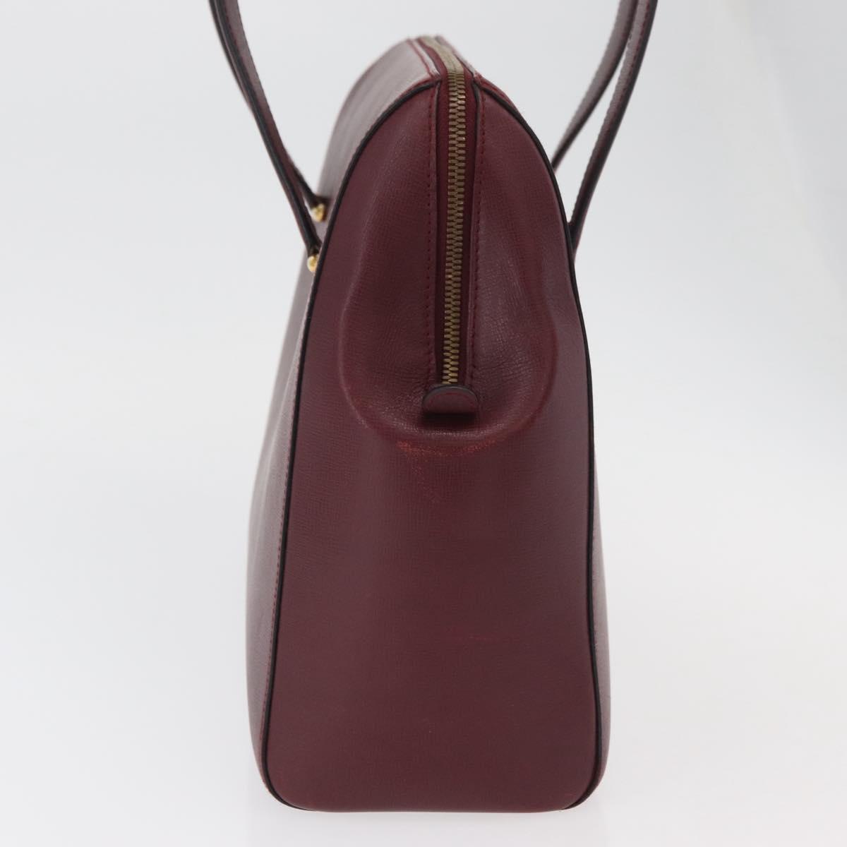 CARTIER Must Line Tote Bag Leather Bordeaux Gold Auth 175064A