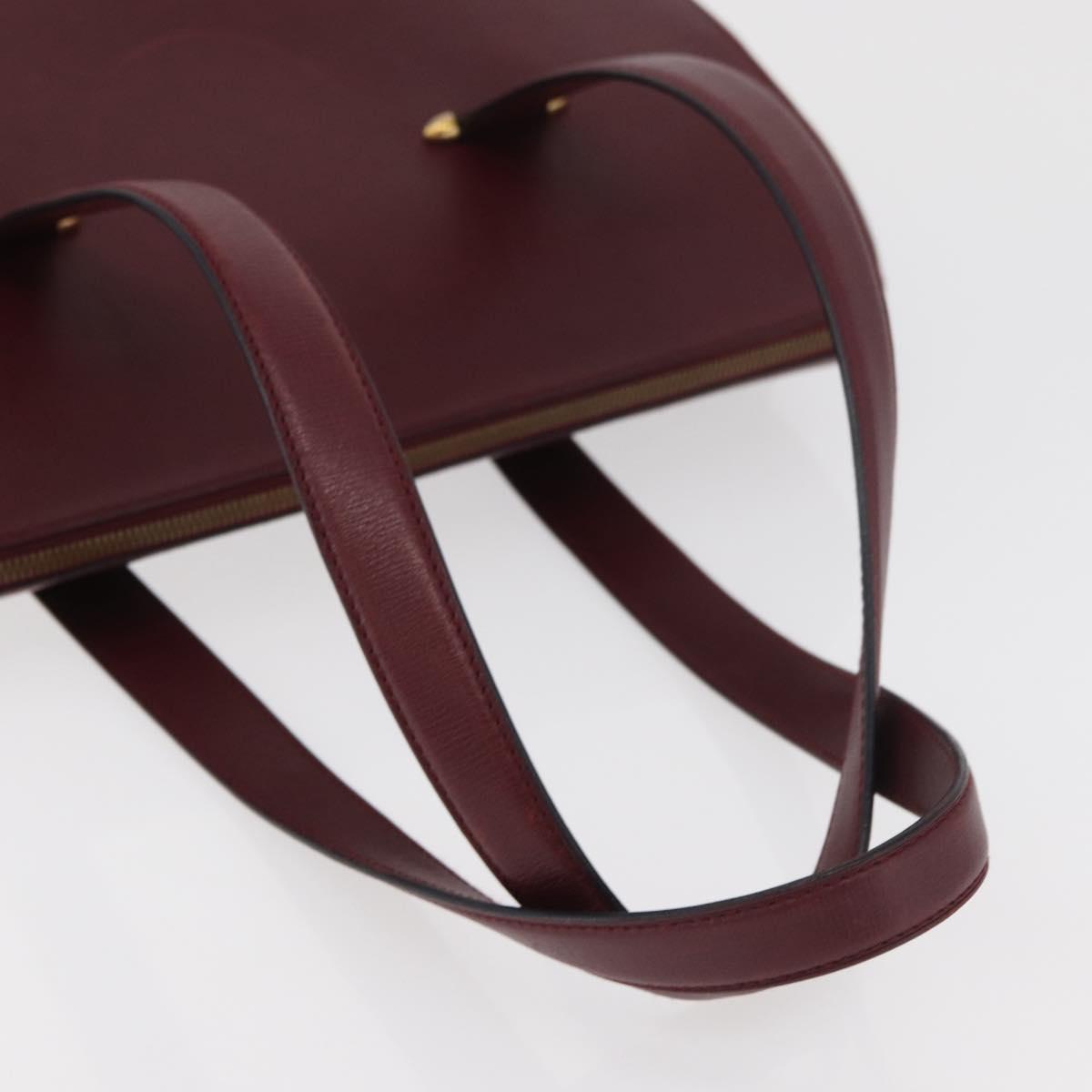 CARTIER Must Line Tote Bag Leather Bordeaux Gold Auth 175064A