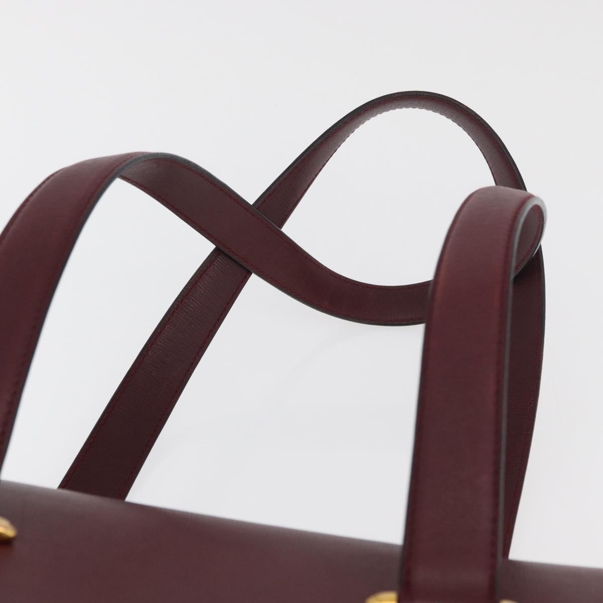 CARTIER Must Line Tote Bag Leather Bordeaux Gold Auth 175064A