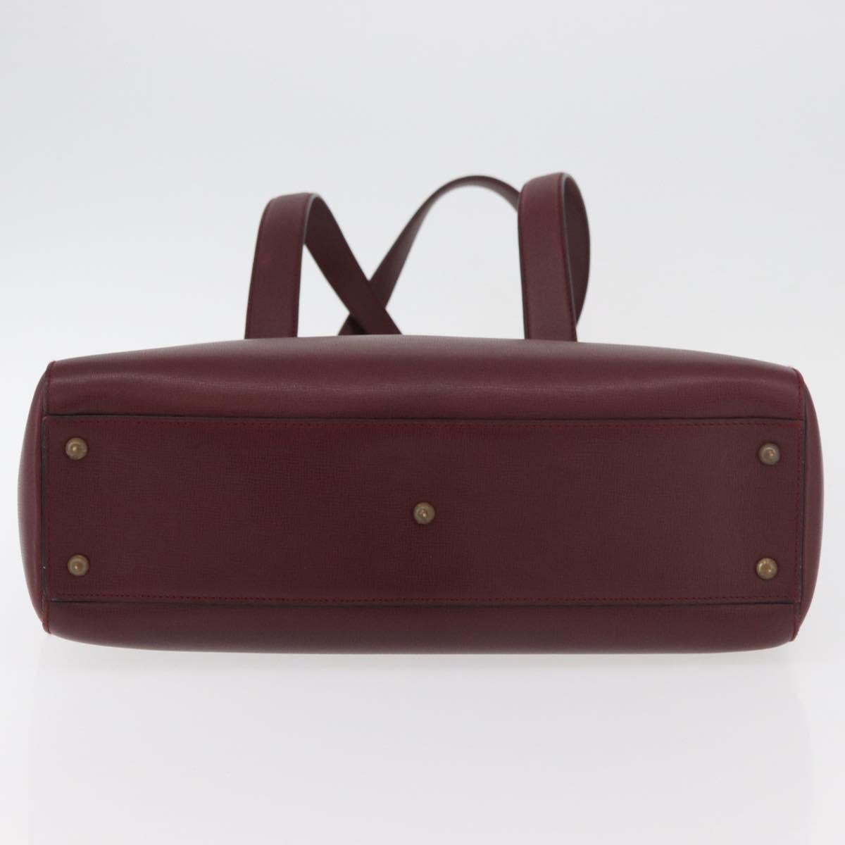 CARTIER Must Line Tote Bag Leather Bordeaux Gold Auth 175064A