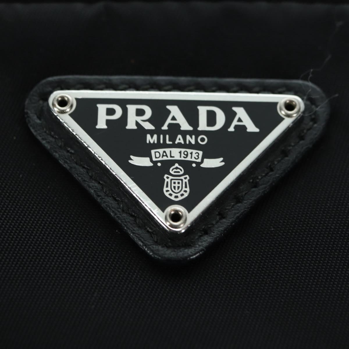 PRADA Purse Shoulder Bag Nylon 2way Black Silver Auth 175065SAM
