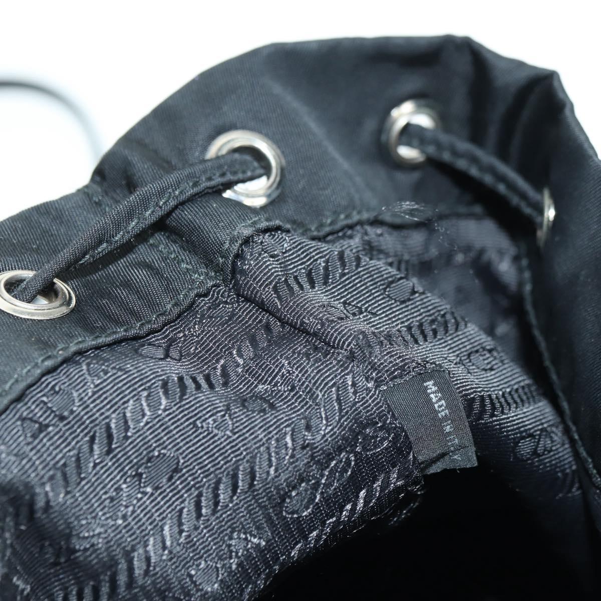 PRADA Purse Shoulder Bag Nylon 2way Black Silver Auth 175065SAM