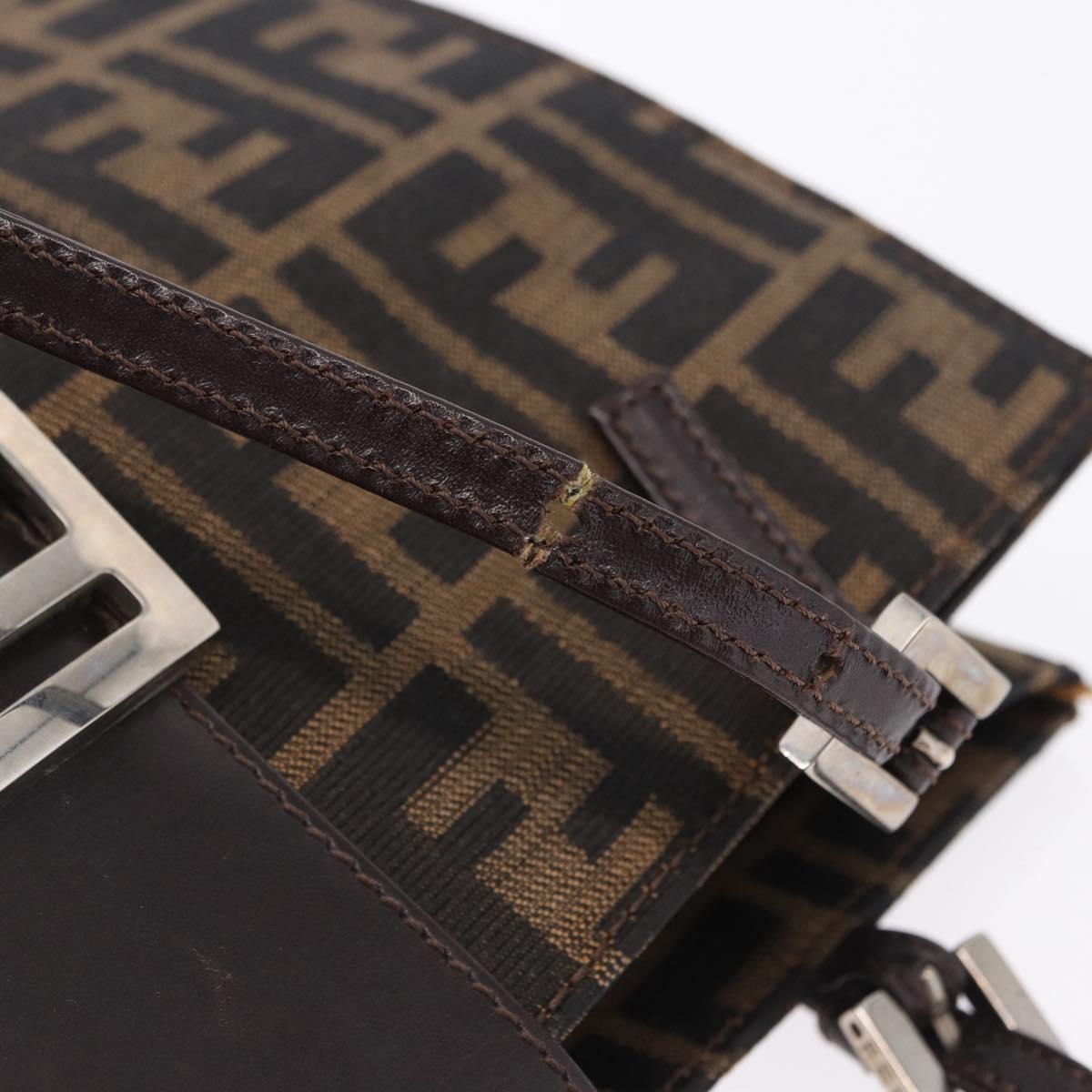 FENDI Zucca Canvas Mamma Baguette Hand Bag Black Brown Auth 175070