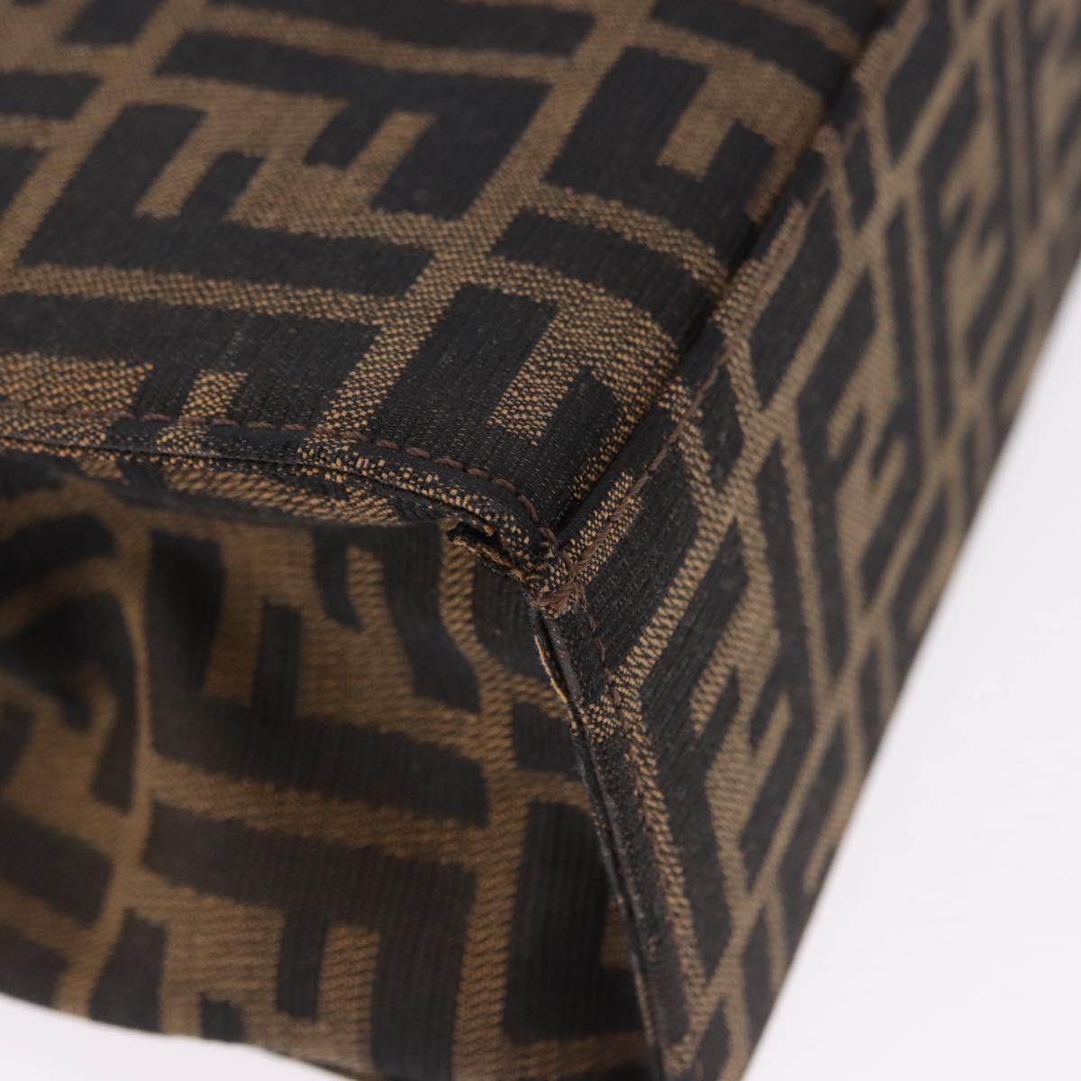 FENDI Zucca Canvas Mamma Baguette Hand Bag Black Brown Auth 175070