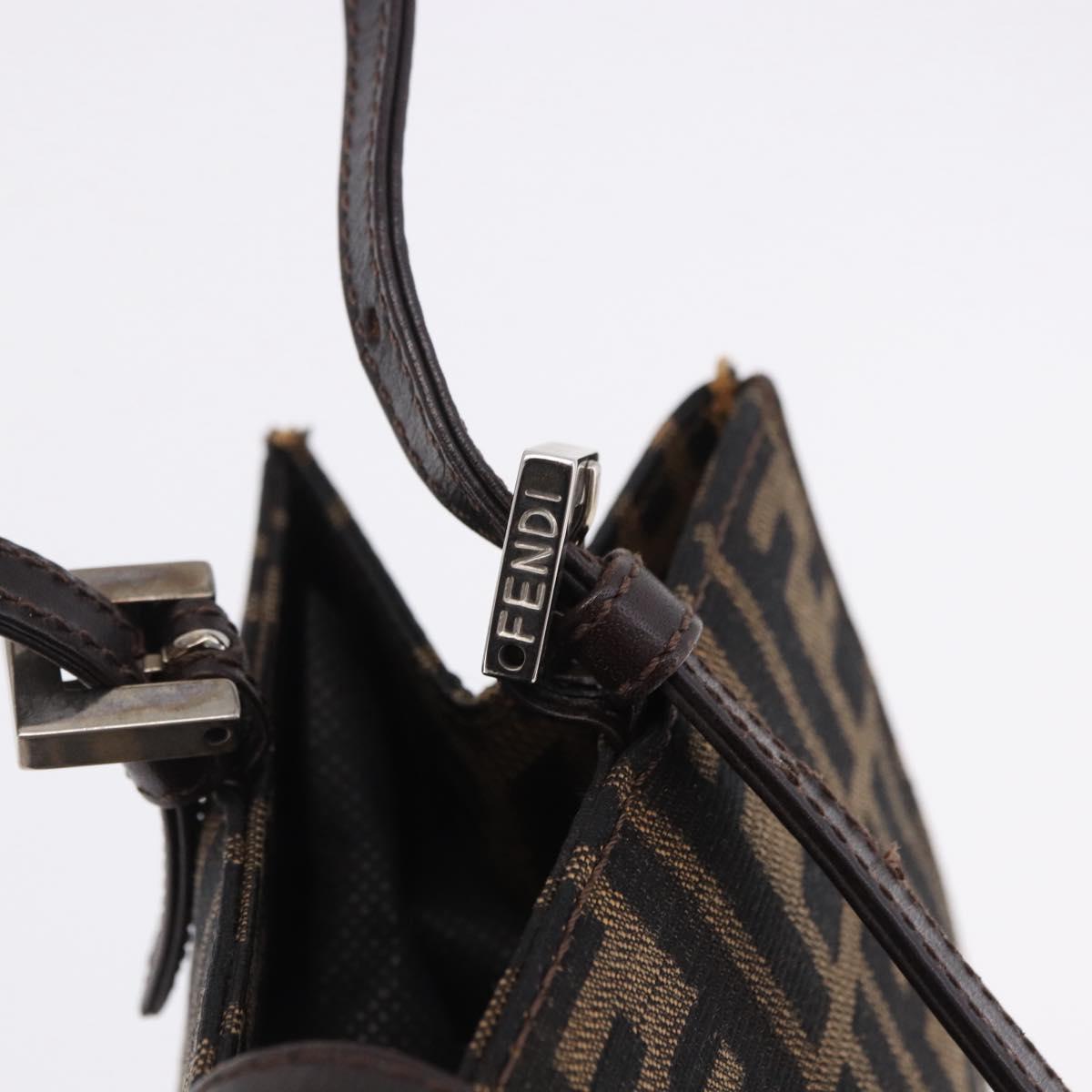 FENDI Zucca Canvas Mamma Baguette Hand Bag Black Brown Auth 175070