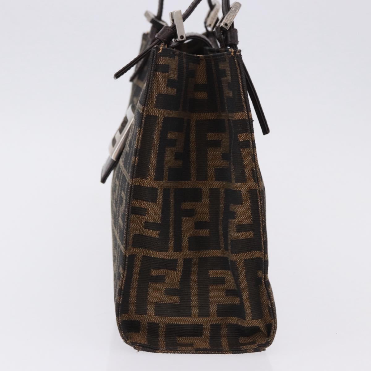 FENDI Zucca Canvas Mamma Baguette Hand Bag Black Brown Auth 175070