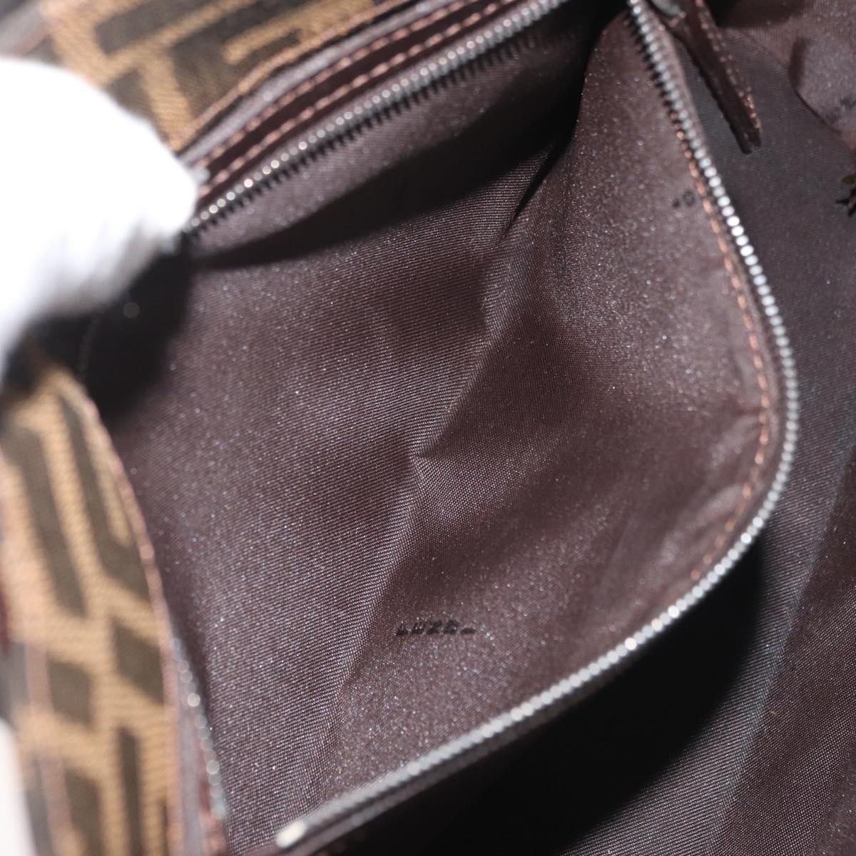 FENDI Zucca Canvas Mamma Baguette Hand Bag Black Brown Auth 175070A