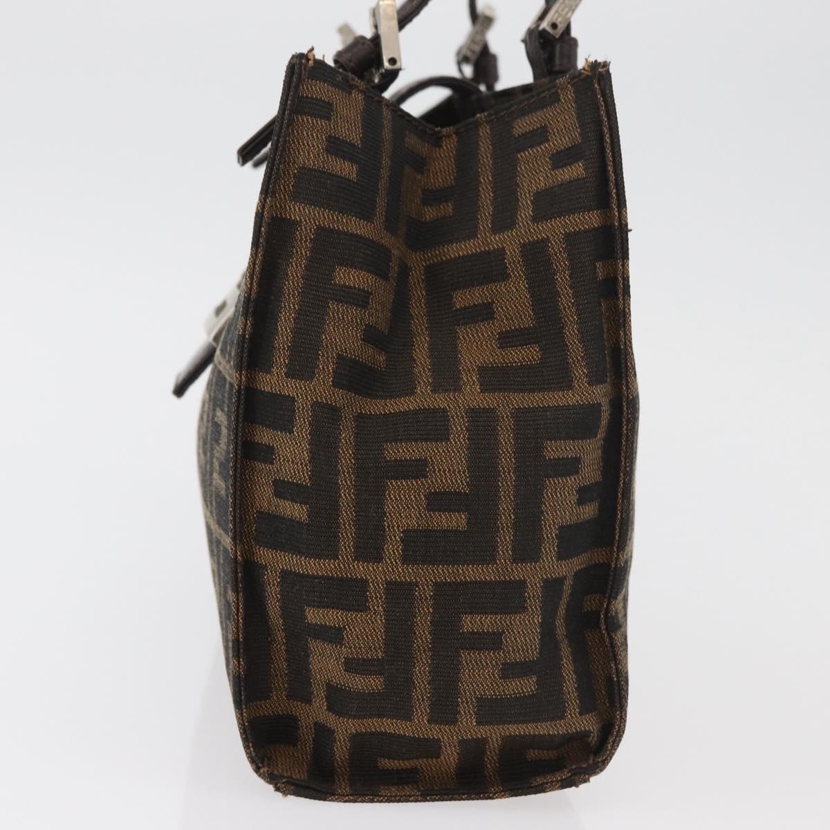 FENDI Zucca Canvas Mamma Baguette Hand Bag Black Brown Auth 175070A