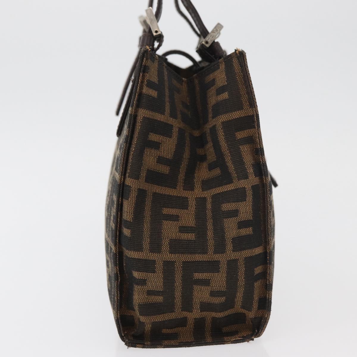 FENDI Zucca Canvas Mamma Baguette Hand Bag Black Brown Auth 175070A