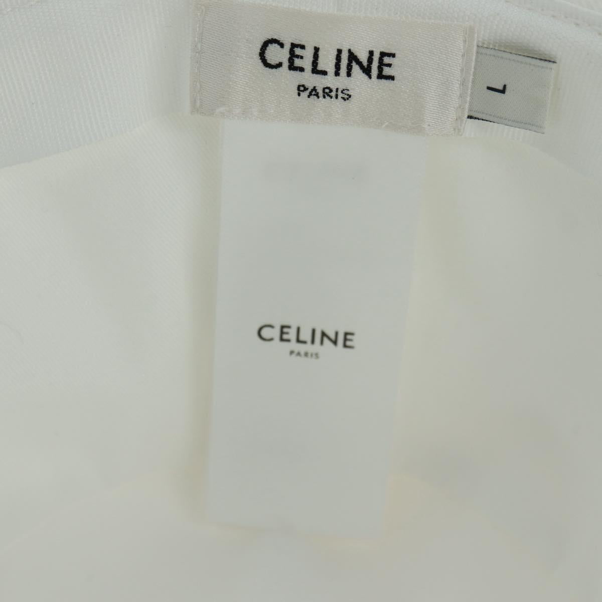 CELINE Bucket Hat Cotton L White Auth 175079M
