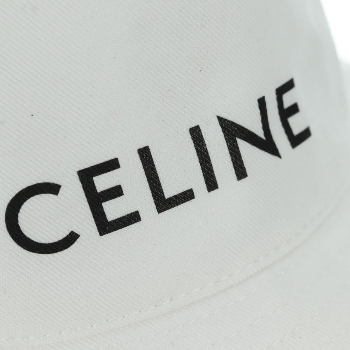 CELINE Bucket Hat Cotton L White Auth 175079M