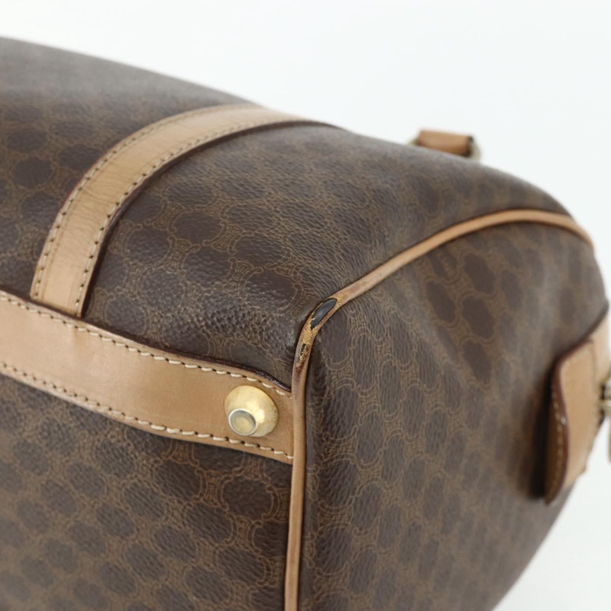 CELINE Macadam Canvas Hand Bag PVC Leather Brown Gold Auth 175085