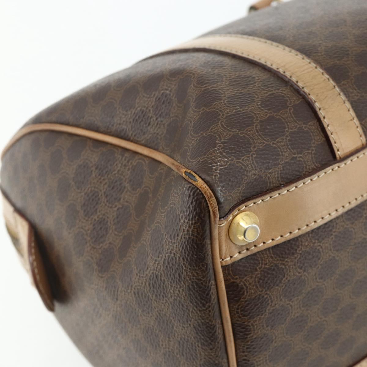 CELINE Macadam Canvas Hand Bag PVC Leather Brown Gold Auth 175085
