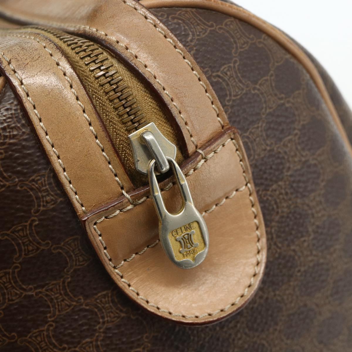 CELINE Macadam Canvas Hand Bag PVC Leather Brown Gold Auth 175085