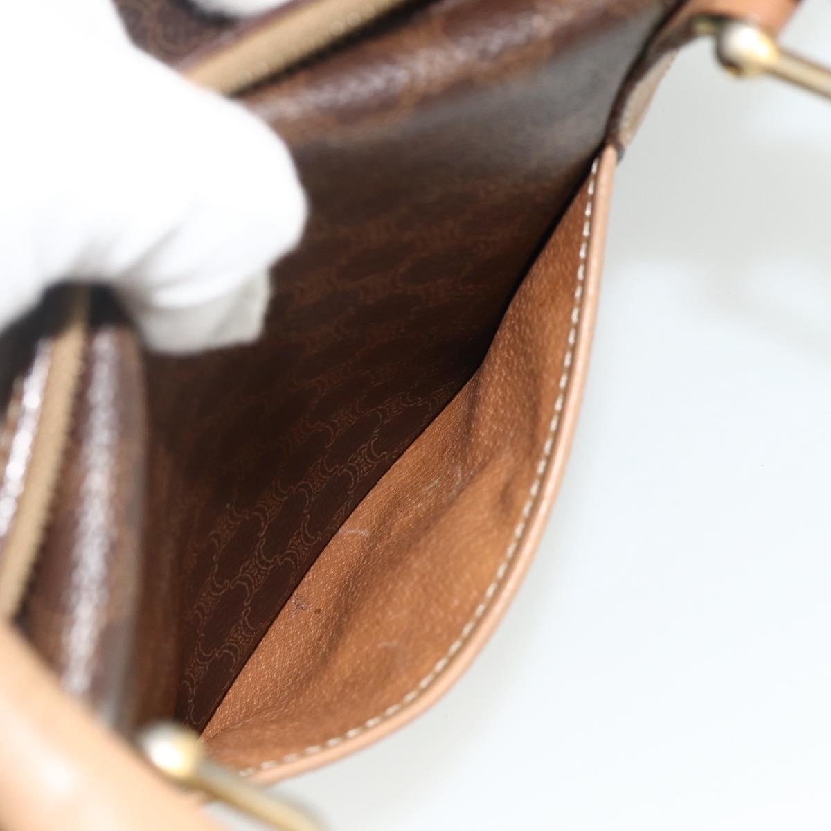 CELINE Macadam Canvas Hand Bag PVC Leather Brown Gold Auth 175085
