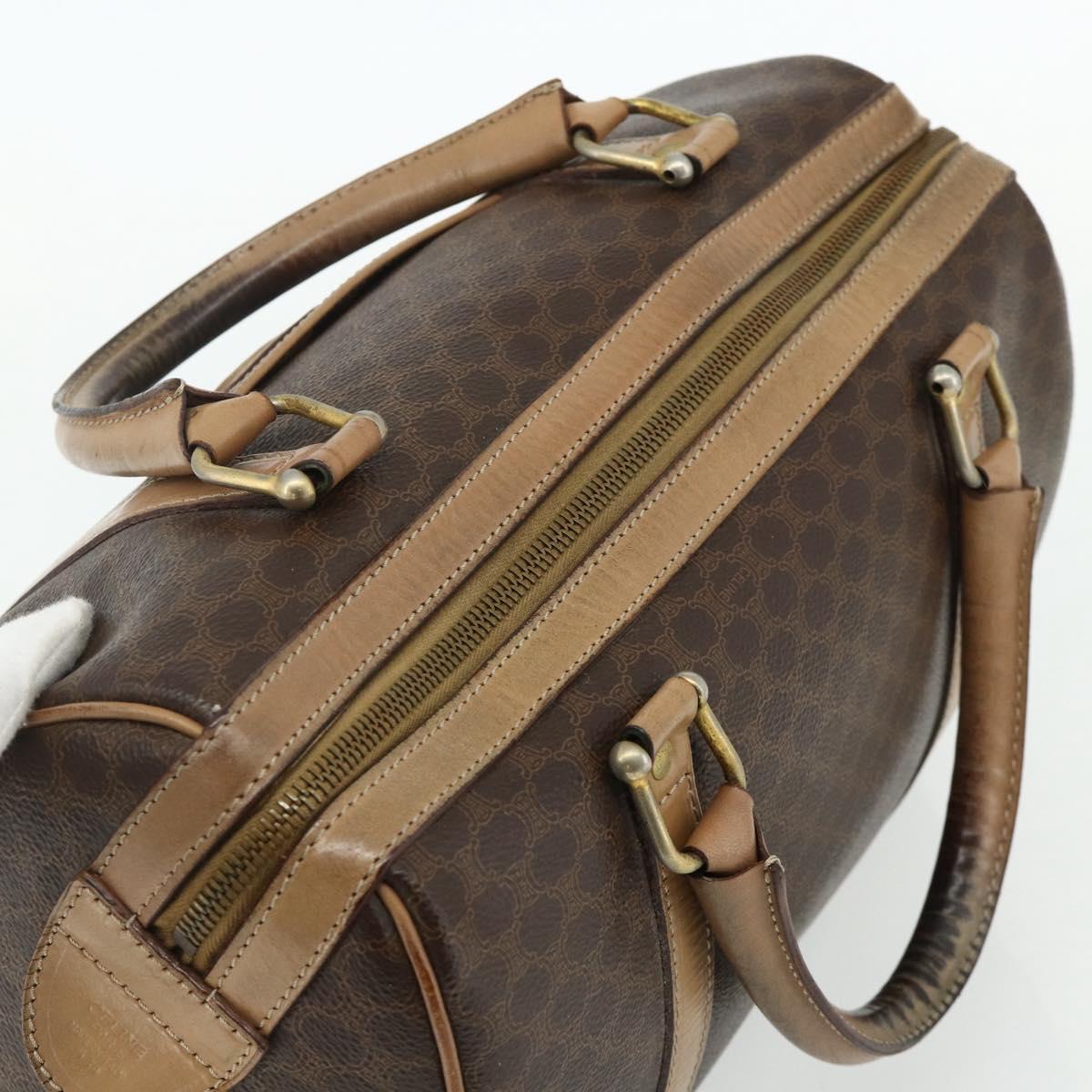 CELINE Macadam Canvas Hand Bag PVC Leather Brown Gold Auth 175085