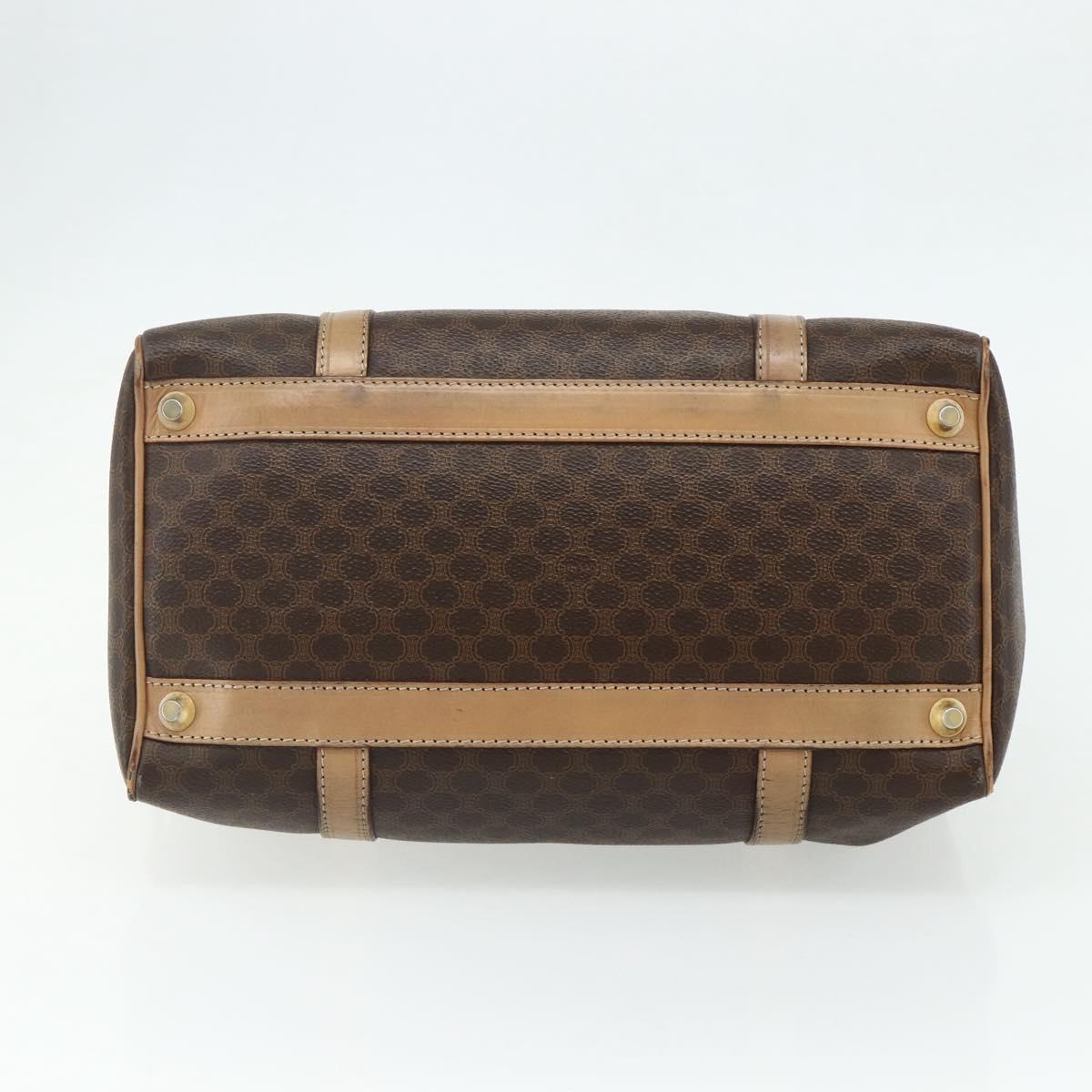 CELINE Macadam Canvas Hand Bag PVC Leather Brown Gold Auth 175085